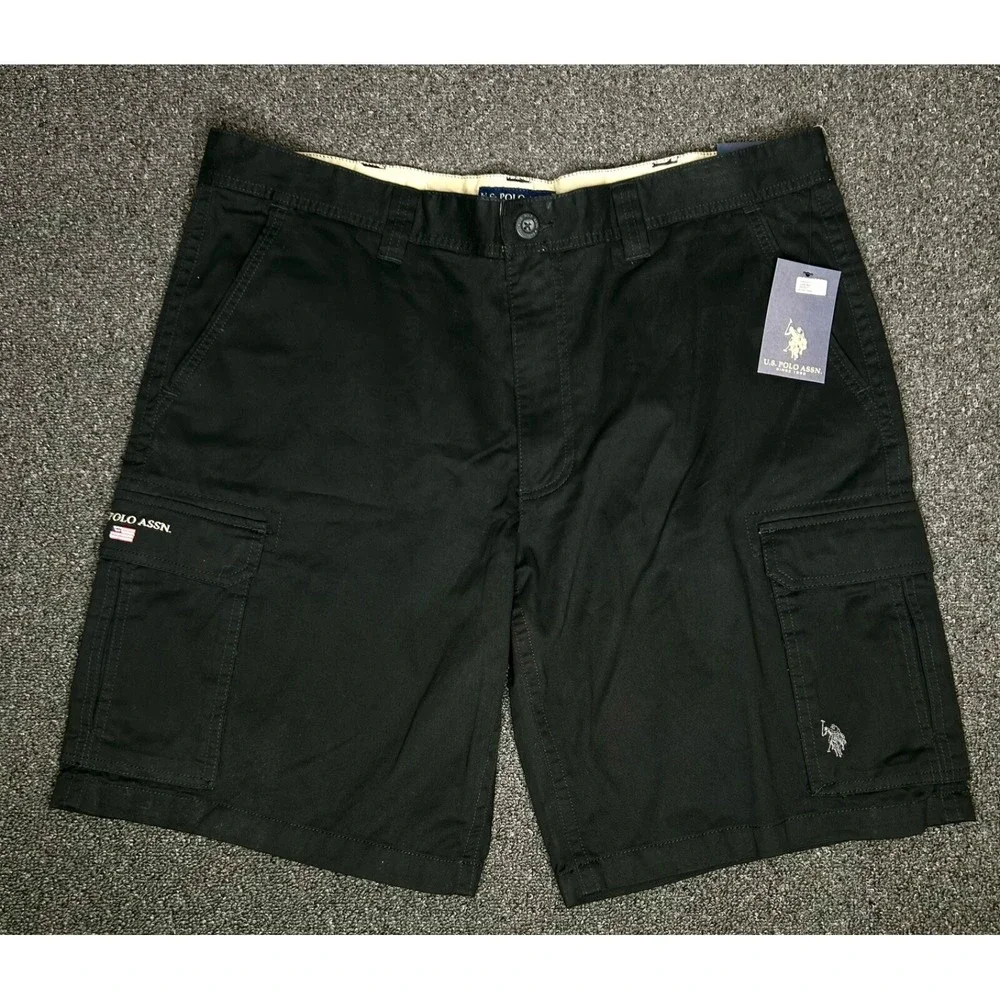 Mens US Polo Assn Black Cargo Shorts Mens Size 40 New NWT